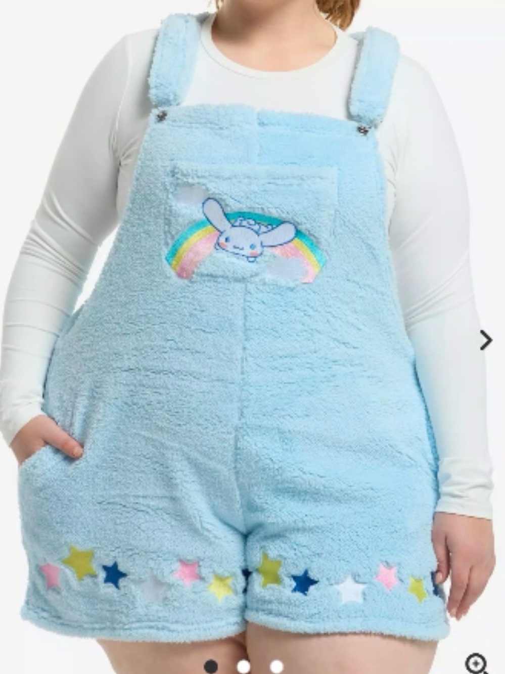 Light Blue Plush Bunny Rainbow Short Overalls for Kids